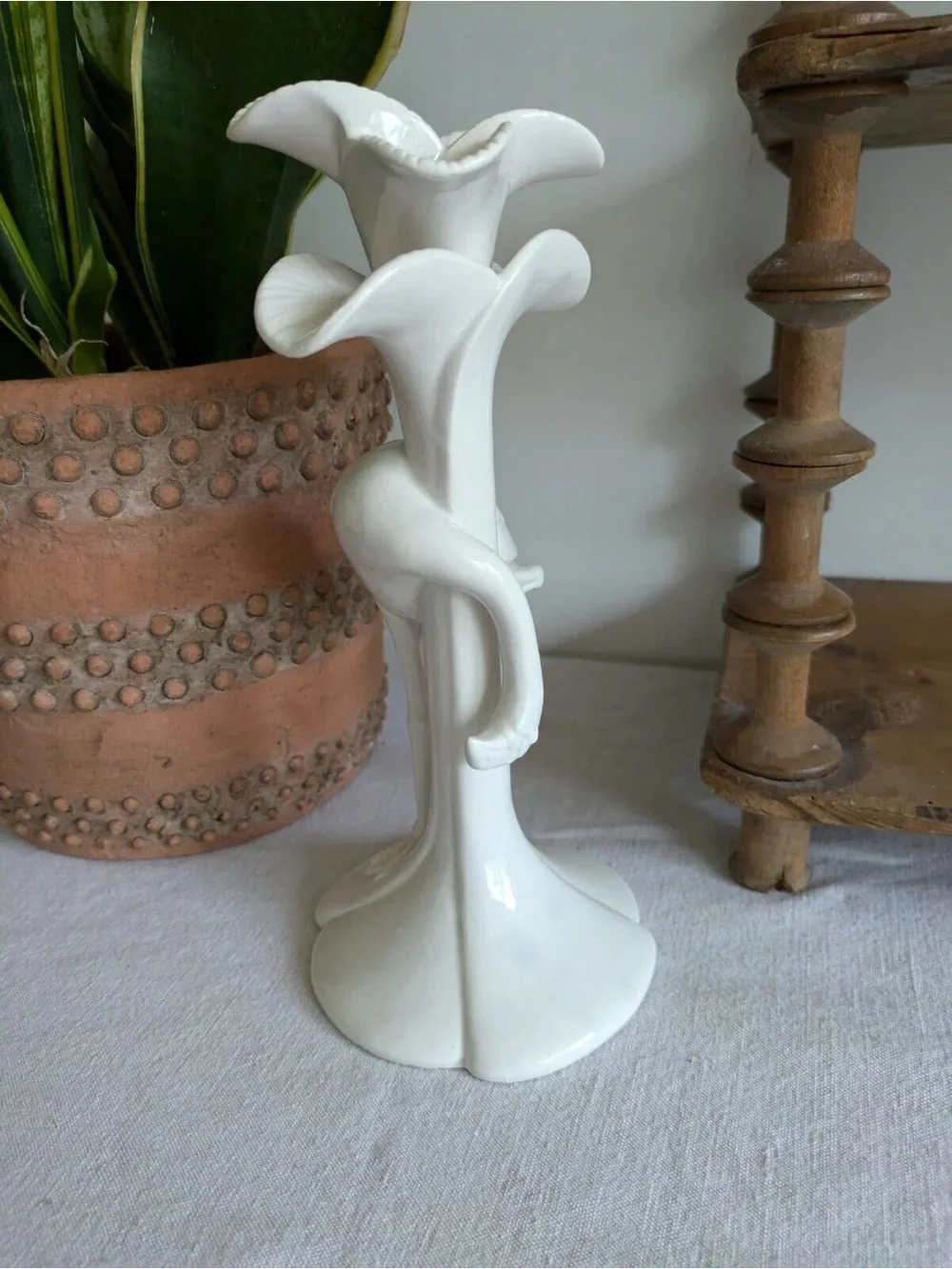 RARE Retro 1980's FITZ & FLOYD JAPAN Flamingo PORCELAIN Candle Holder White - Picture 5 of 7